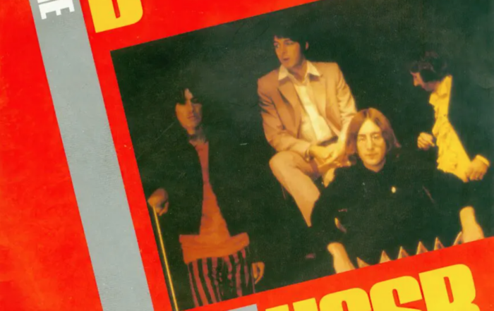 Portion of Beatles album cover featuring text about the USSR