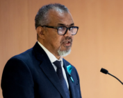 WHO Director General Tedros Adhanom Ghebreyesus addressing Geneva convention