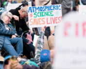 Group of protestors gathered in support of science