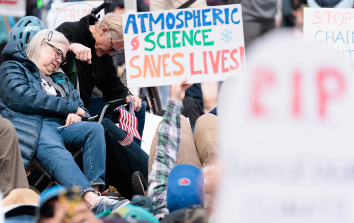 Group of protestors gathered in support of science
