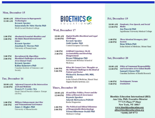 Call for Applications: “Bioethics, AI Politics, and a New World Order” Winter School Online December 15-20, 2025